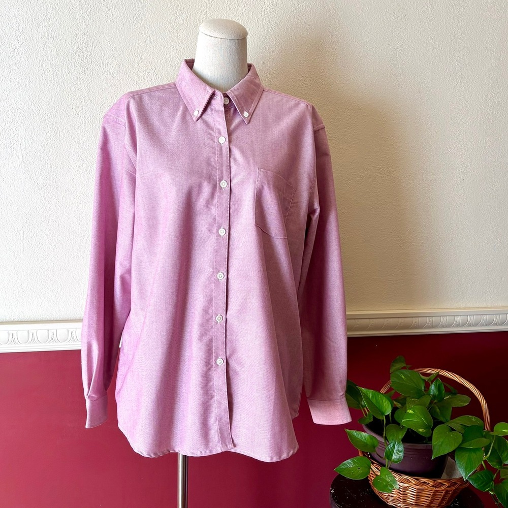 Vintage Cabin Creek Wrinkle Free Stain Release Oxford Button Down Shirt Pink 12